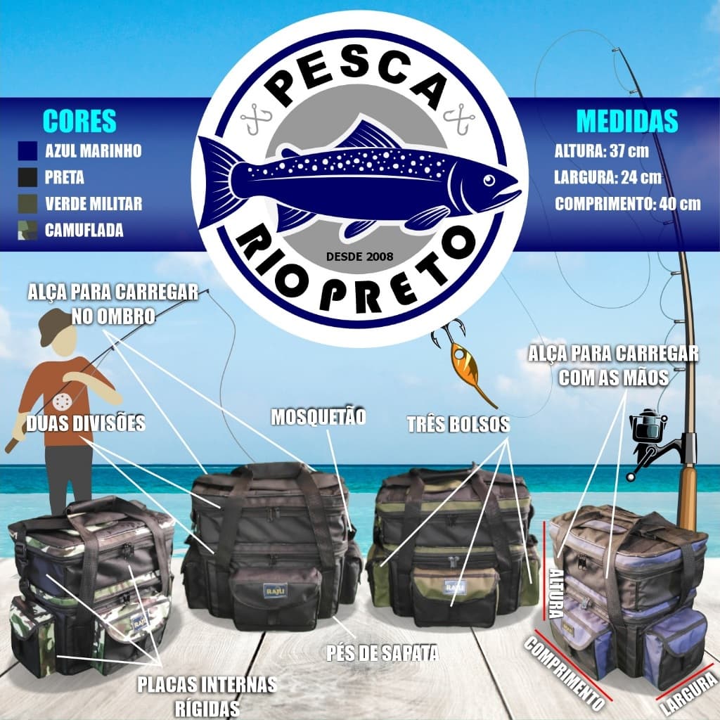 Bolsa de Pesca Dois Andares - Várias Cores