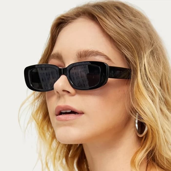 Óculos de Sol Retangular Trendy: Cores Variadas para Completar Seu Estilo preto branco MULTICOLORIDO