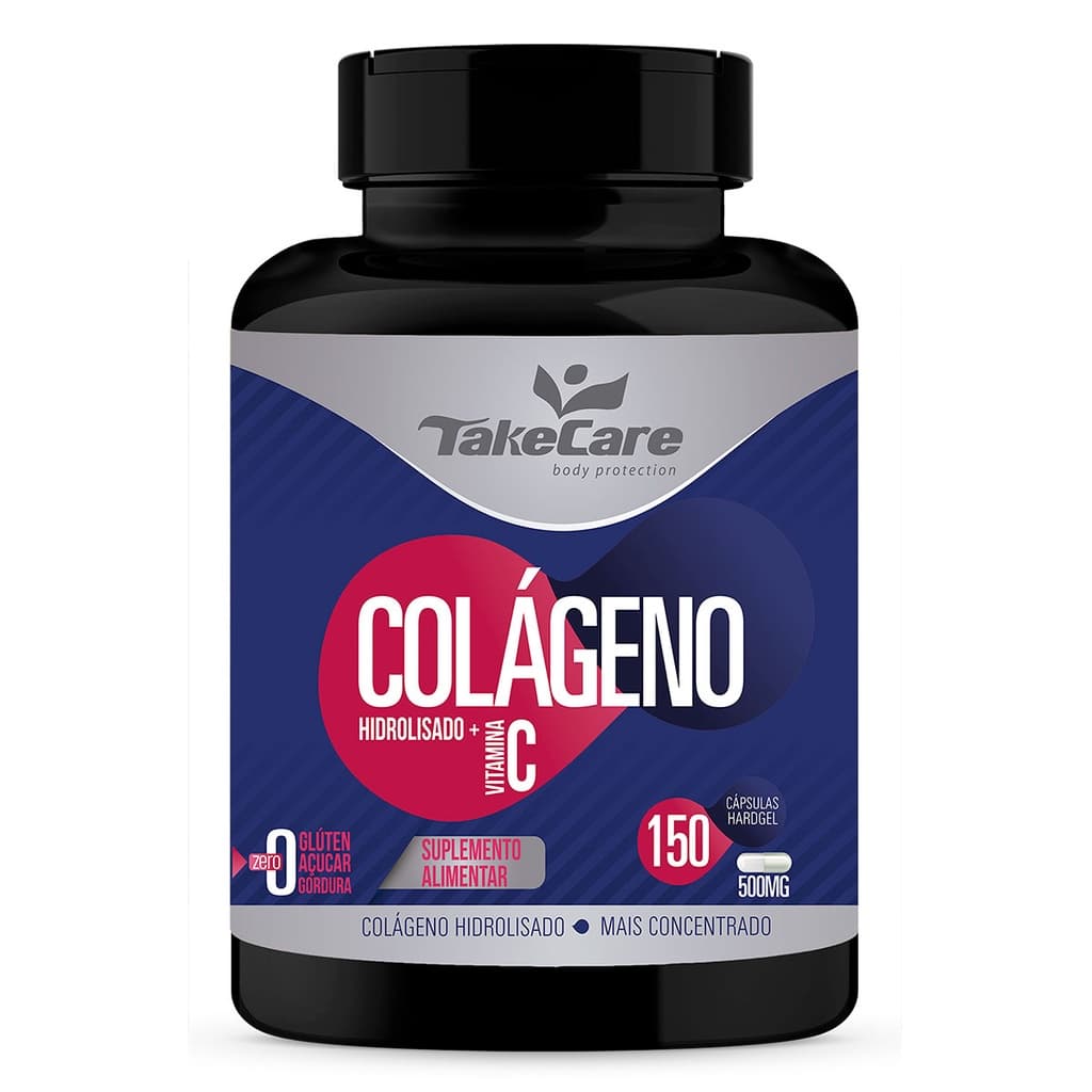 Colágeno Hidrolisado + Vitamina C - 150 Cápsulas de 500mg - Take Care 5 meses de uso