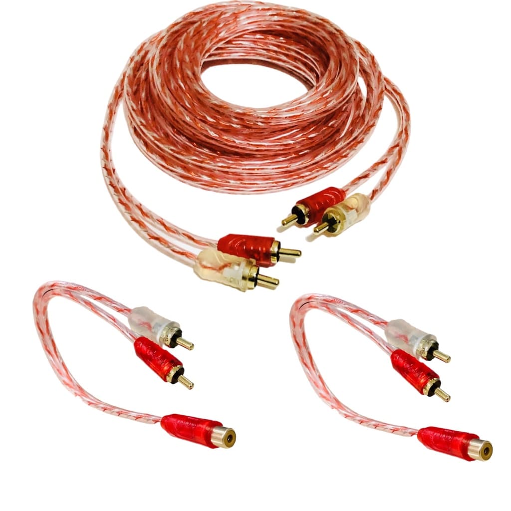 Cabo Audio Rca 5m + 2 Cabo Y Modulo Amplificador Potencia Automotivo