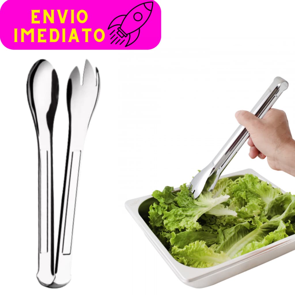 Kit 16 Pegadores Pinça Para Salada em Aço Inox Multiuso Massas Macarrão Original