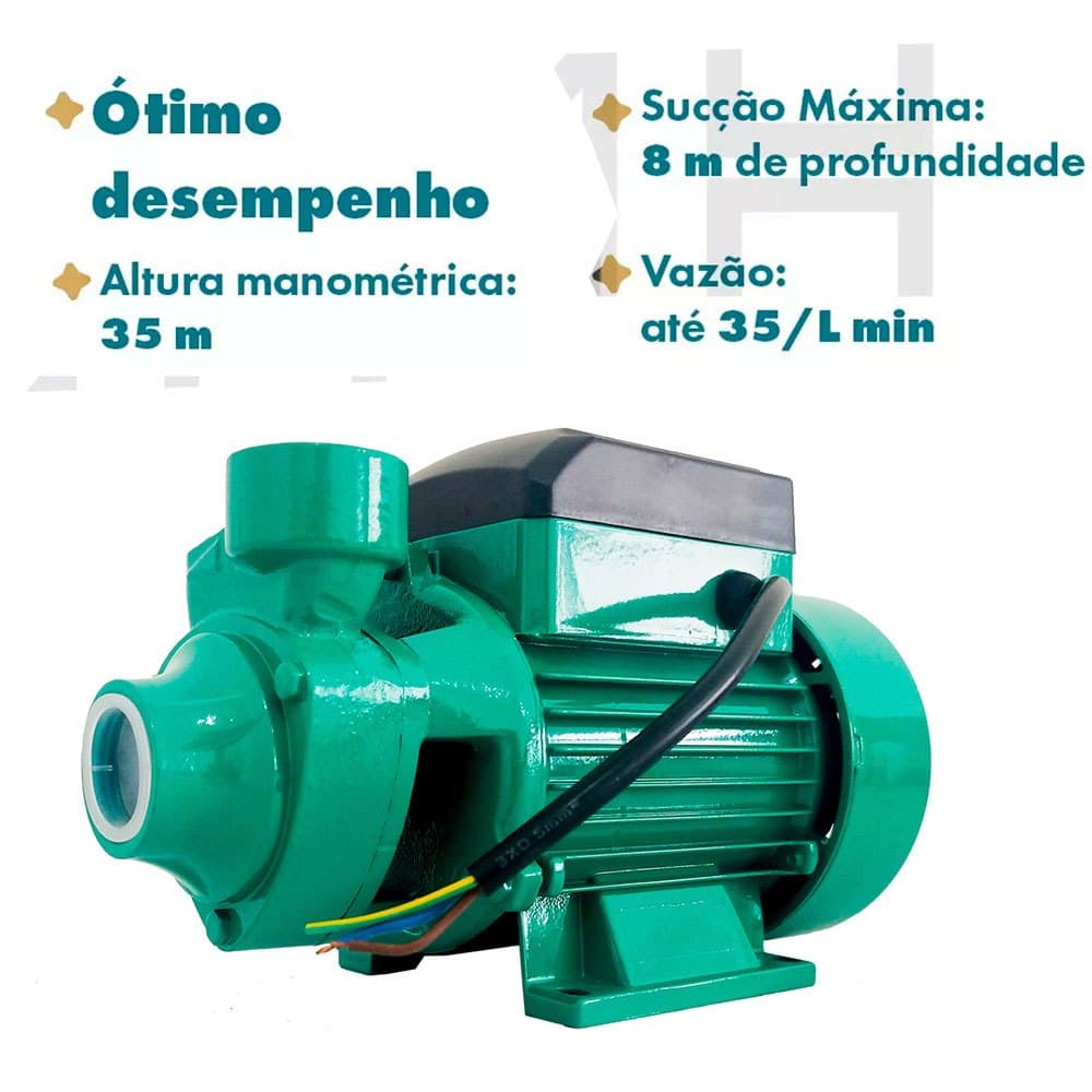 Bomba de Agua Periferica 1/2cv 0,5hp 1pol Brasbombas Bomba d'agua N60 220v