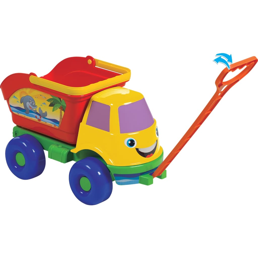 Caminhão Caçamba Grande Brinquedo de Areia para Bebê Cesto Colorido com Pá Rastelo Empurrar Puxar