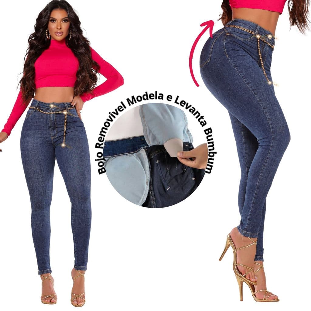 Calca Jeans Levanta Bumbum com Bundex Cintura Alta Modeladora com Lycra