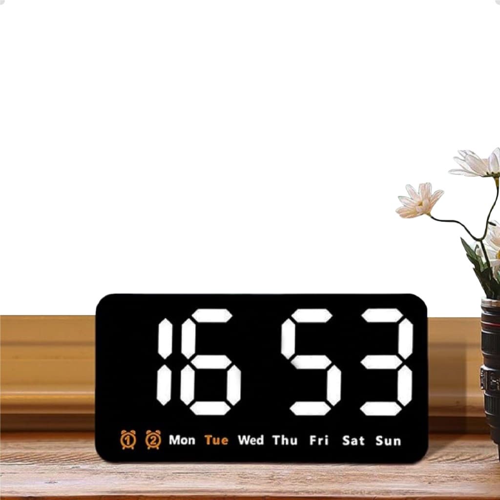 Relógio Digital De Mesa E Parede Led Com Data E Alarme Tamanho Medio Linha Premium