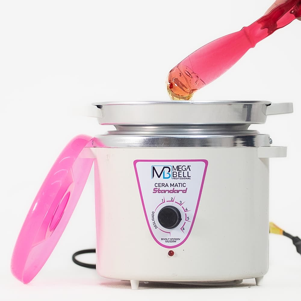 Panela Termocera para depilação Standard 900g Bivolt Com Refil Branca Com Rosa (7125 MB)