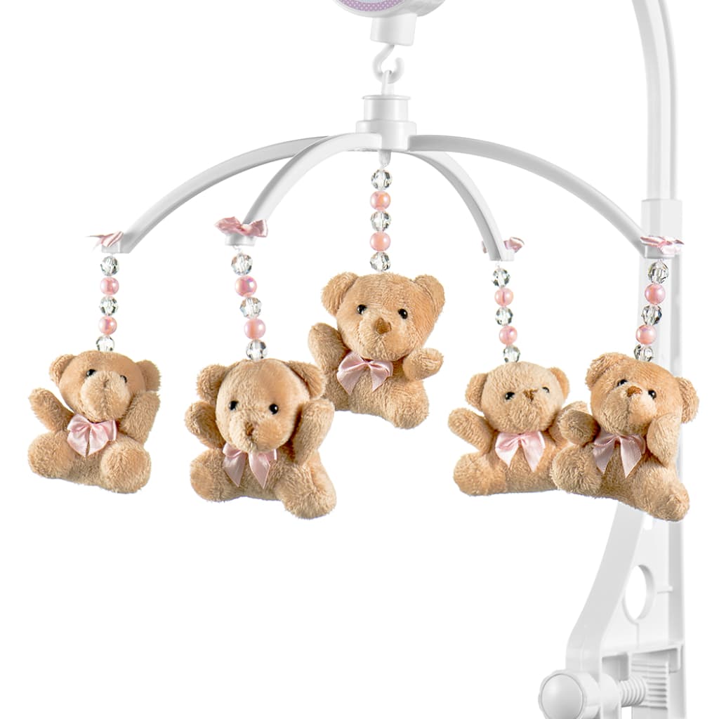 Móbile Berço Bebê Musical E Giratório Urso Gravata Rosa Envio Imediato