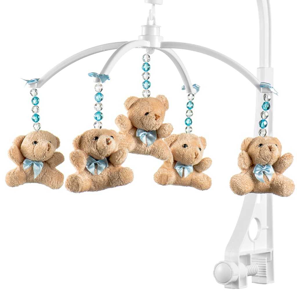 Móbile Berço Bebê Musical E Giratório Urso Gravata Azul Envio Imediato