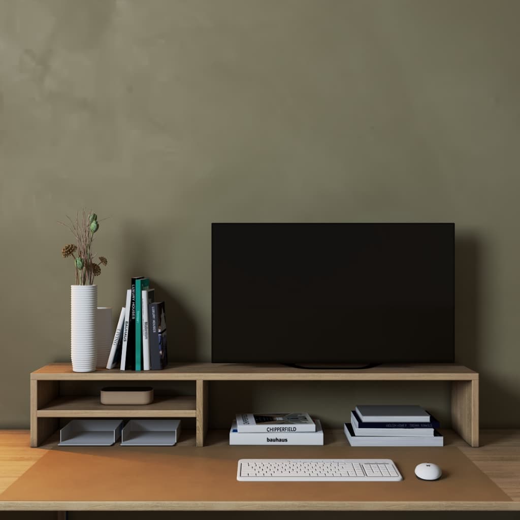 Suporte Monitor Mesa Madeira MDP Cor Mel