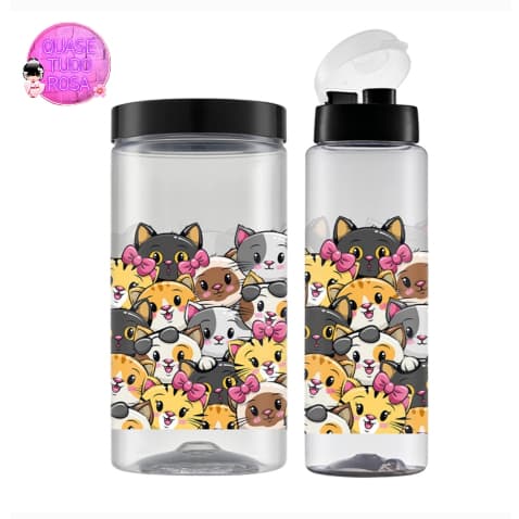 Pote e Garrafa Gatinhos Porta Ração
