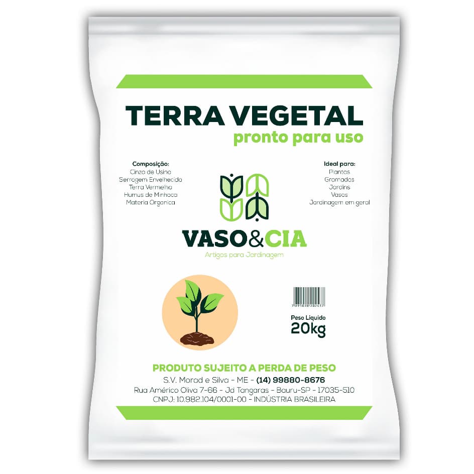 Terra Vegetal Adubada 20 kg - Orgânica e Ideal para Vasos, Plantas e Jardins