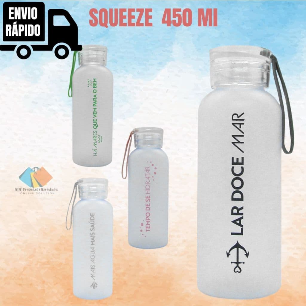 Garrafa Squeeze Com Tampa 450 ml Garrafinha Oferta