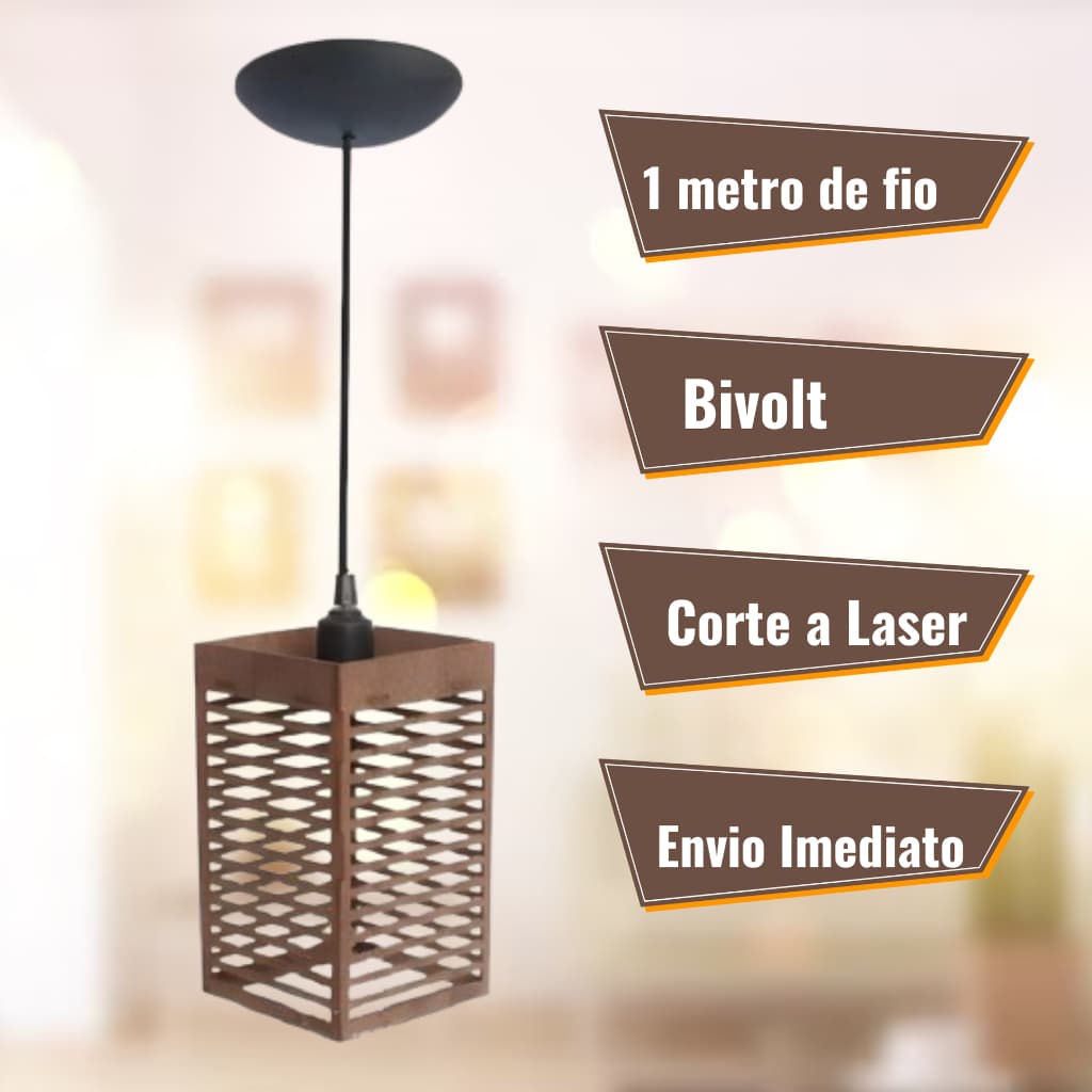 Pendente Luminária Modelo Oriental Cor Marrom Fiação Completa Bivolt 110 / 220 v - 1 TQM