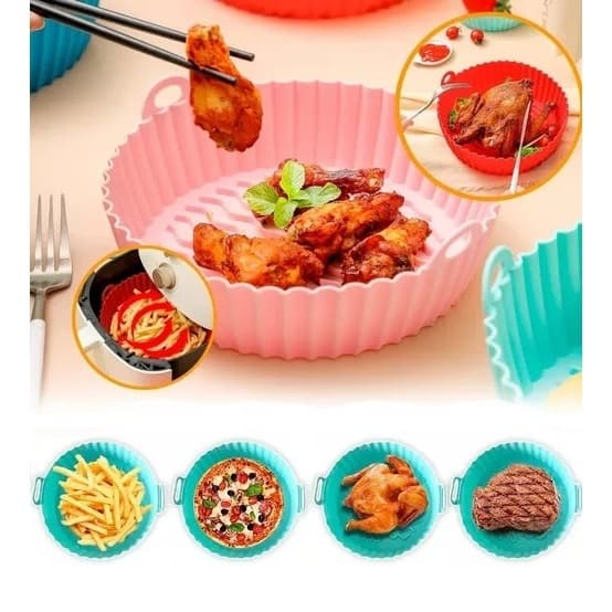 Forma De Silicone Air Fryer Antiaderente Cesto Silicone Fritadeira Elétrica Quadrado- BM-F955