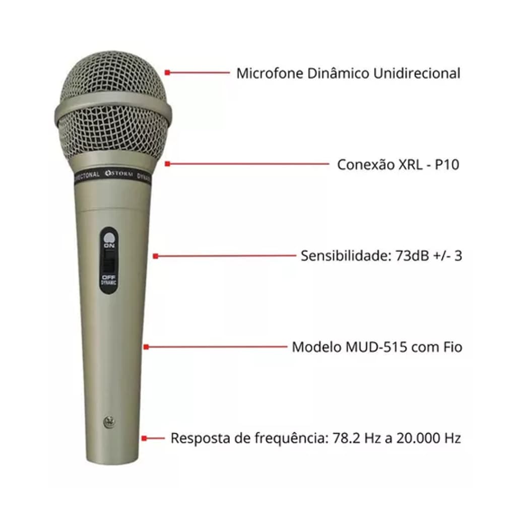 microfone dinâmico storm mud 515