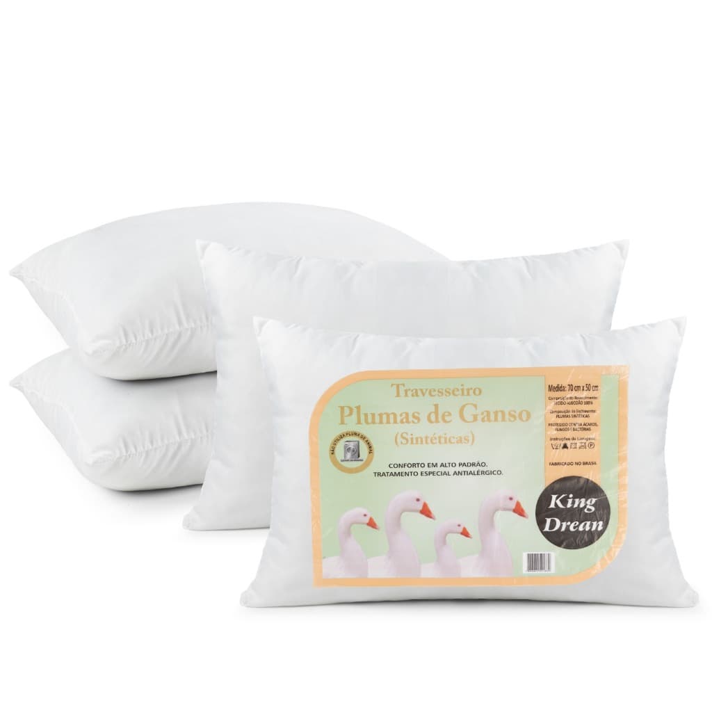Travesseiro Pluma De Ganso Sintetico Premium Extra Macio