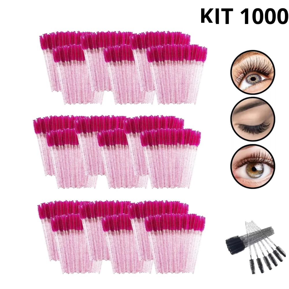 KIT 1000 Escovinhas Descartáveis Sombrancelhas Cilios Alongamento