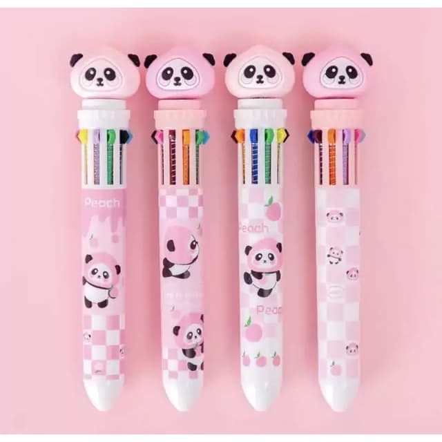 Caneta Panda Pêssego com 10 cores 1 UNIDADE