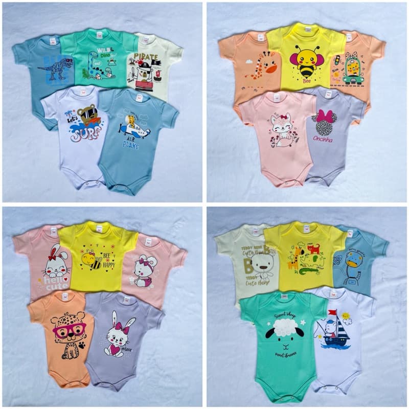 Kit 5 Body Infantil Menino e Menina 🥰 || Malha Suedine 100% Algodão