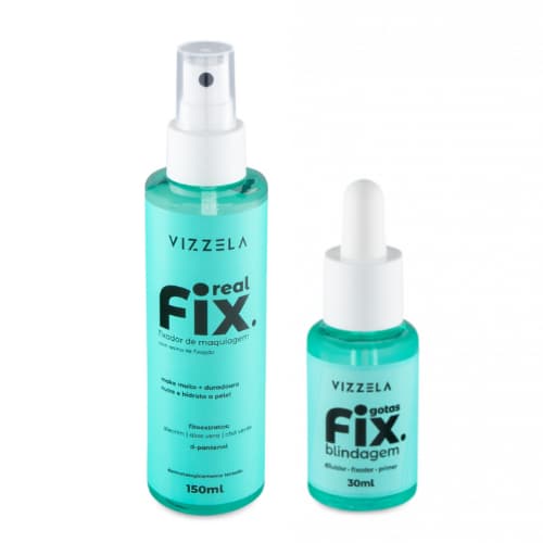 Fixador e Diluidor de maquiagem Blindada Fix Vizzela Real Fix + Gotas Fix