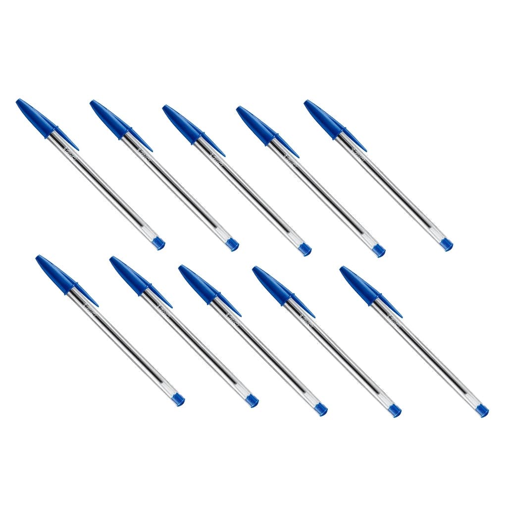 Kit Caneta Esferográfica Bic Cristal Azul 1.0mm Ponta média 10 unidades a Clássica