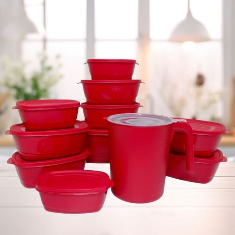 Kit Pote de Plástico e Jarra Vasilhas 11 Peças Tapoer Potes para Alimentos Organizar Cozinha