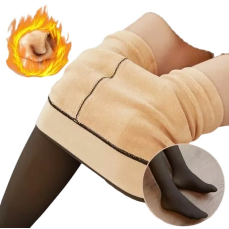 Meia-Calça Térmica Forrada Peluciada Translúcida de Lã Feminina Super Elástica Slim 220g Lançamento