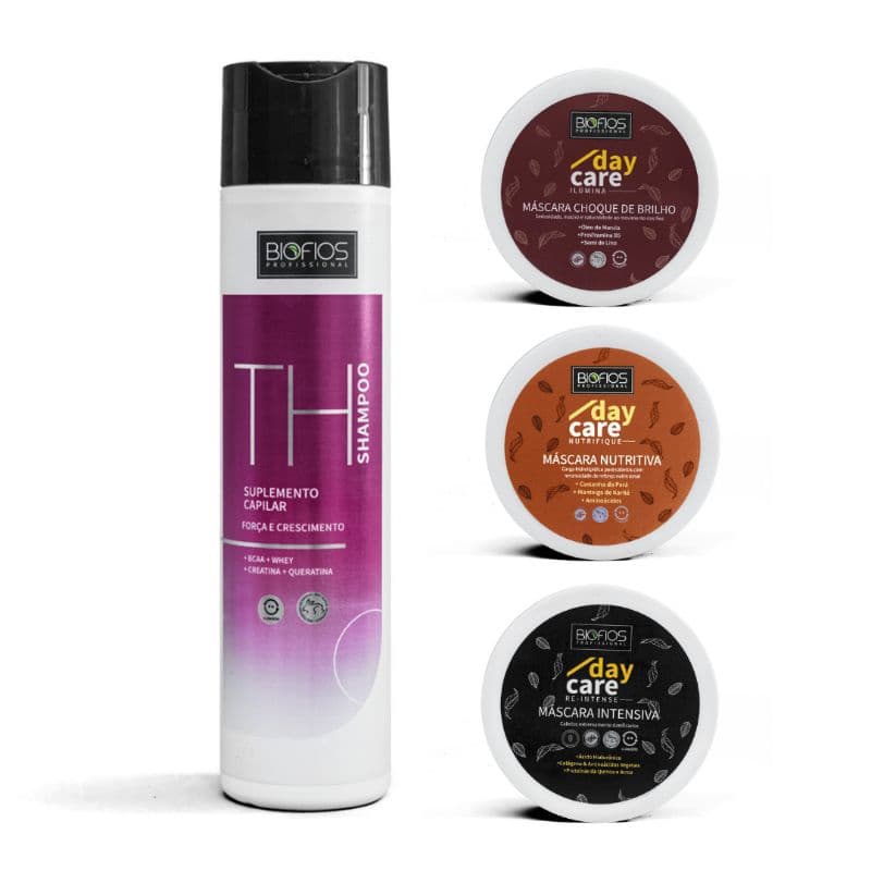 Cronograma Capilar 250g + Shampoo TH Top Hair Suplemento Capilar 250ml Biofios Profissional
