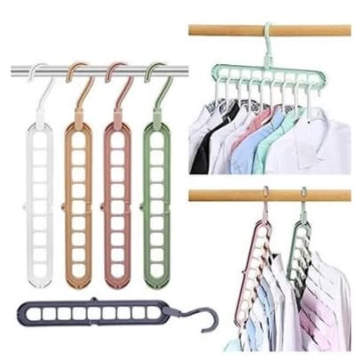 Gancho Cabide Magico 9 Furos Multi Dobrável Organizador Multifuncional de Roupa Gravata Bolsa Guarda Roupa