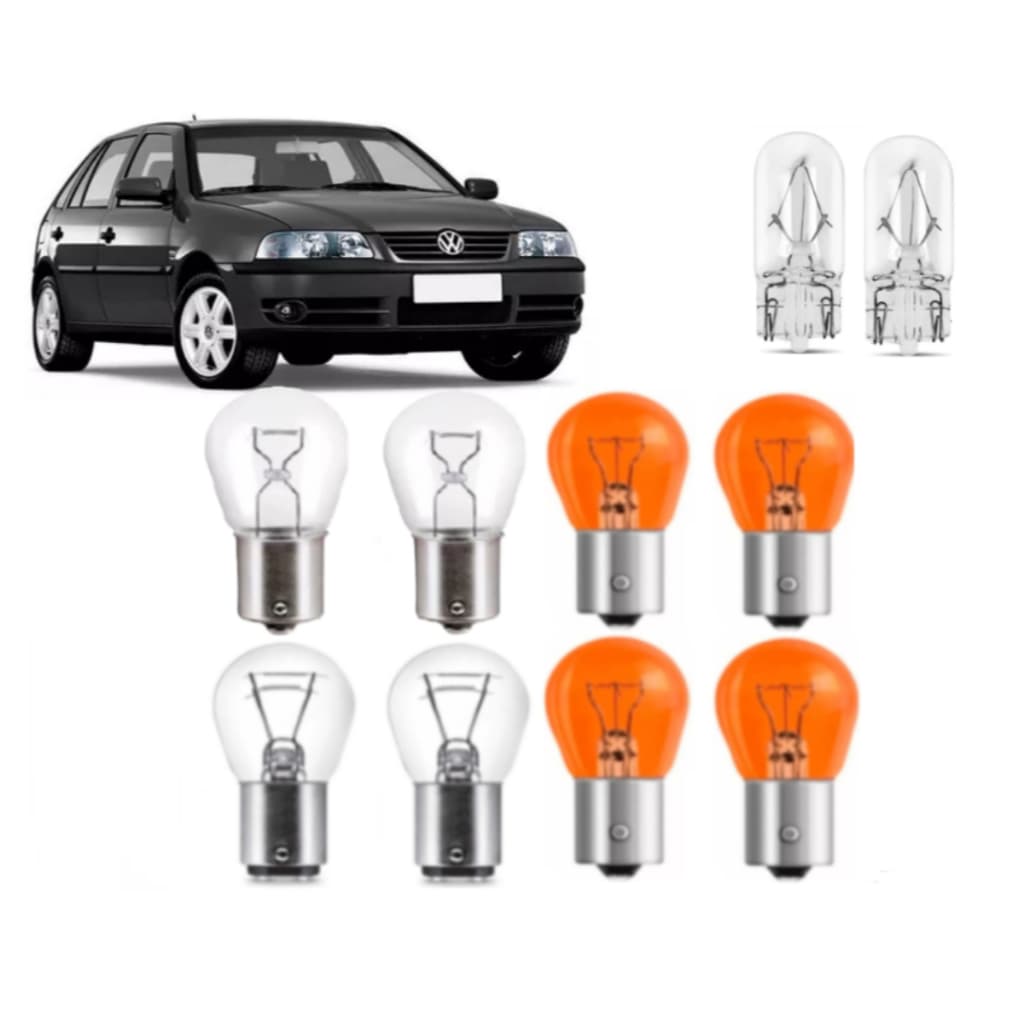 Kit Com 10 Lâmpadas Para Lanterna Traseira Seta Ré e Freio Vw Gol G2, G3, G4, G5, G6