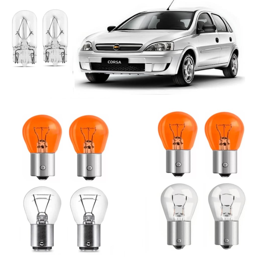 kIT 10 Lâmpadas Lanterna Traseira Seta Ré Freio GM Corsa Hatch