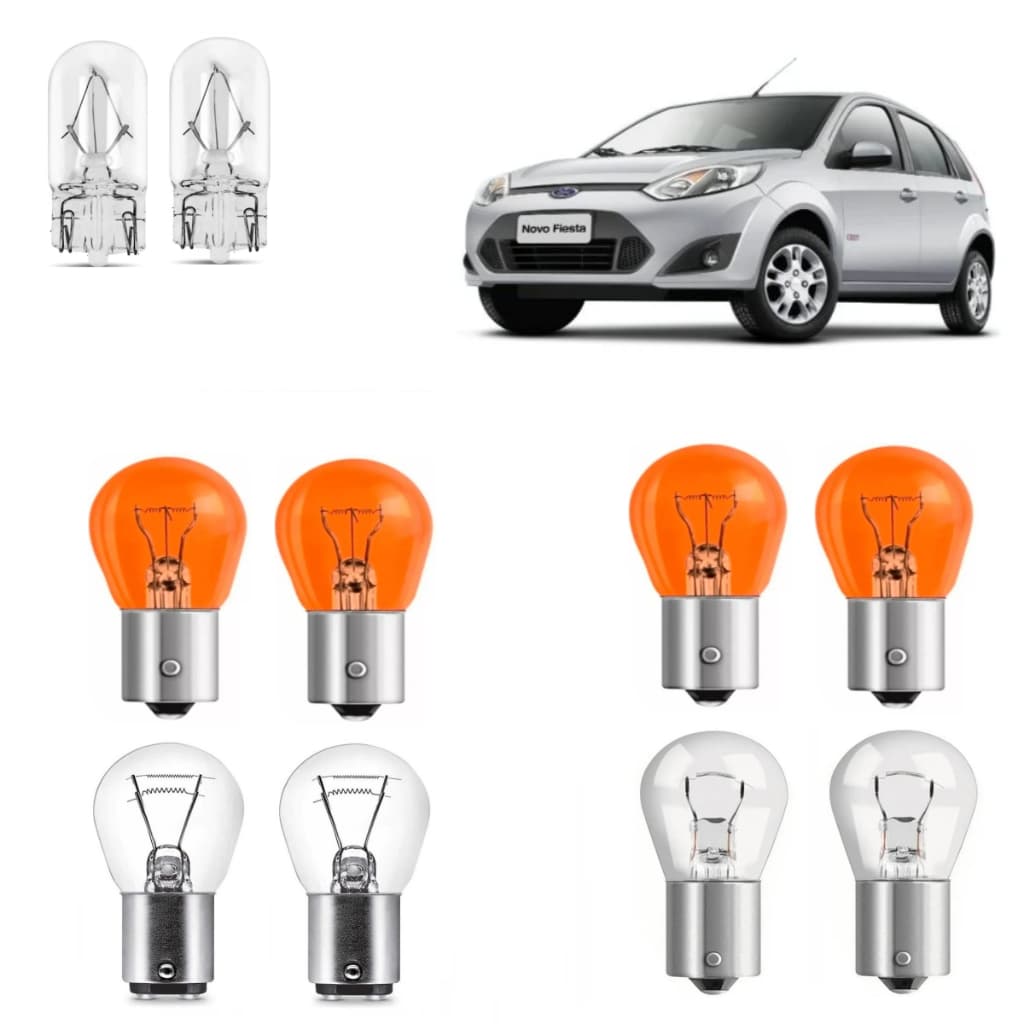 kit 10 Lâmpada Lanterna Traseira Seta Ré Freio Ford  Fiesta 2000 á 2014