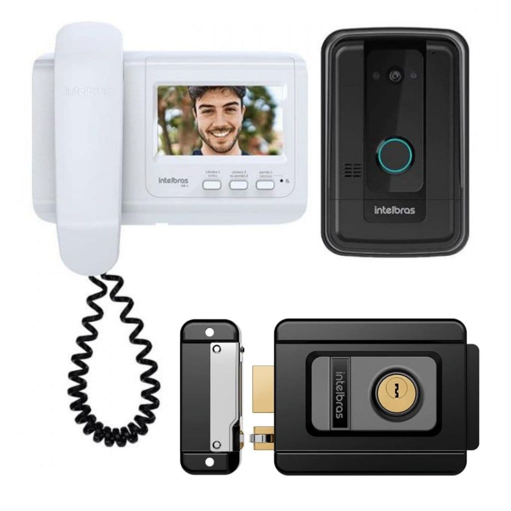 Porteiro Interfone Eletronico Campainha Com Fio Camera Video Porteiro Intelbras Tela 4 Pol Fechadura