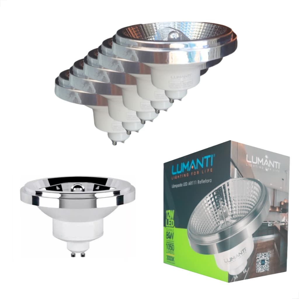 Lampada Led Ar111 Refletora 12w 3000k Branco Quente - Lumanti