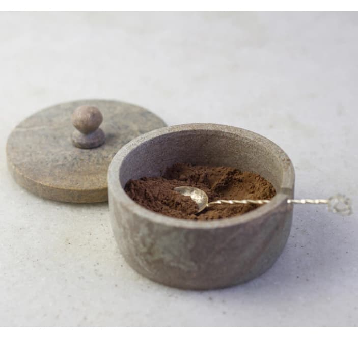 Pimenteiro Açucareiro Saleiro De Pedra Sabão C/Colher Rústico Inovador Decoração Cozinha