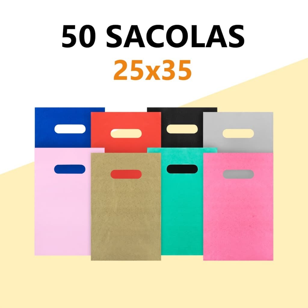 50 sacolas plastica boca triste vasada 25x35 pra loja