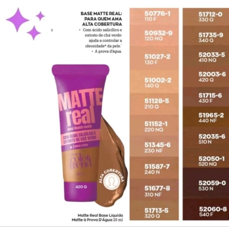 Base líquida Matte Real Avon Color Trend 20ml