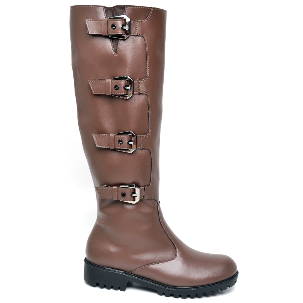 Bota Feminina Biker Cano Alto Sola Tratorada Napa Blogueira