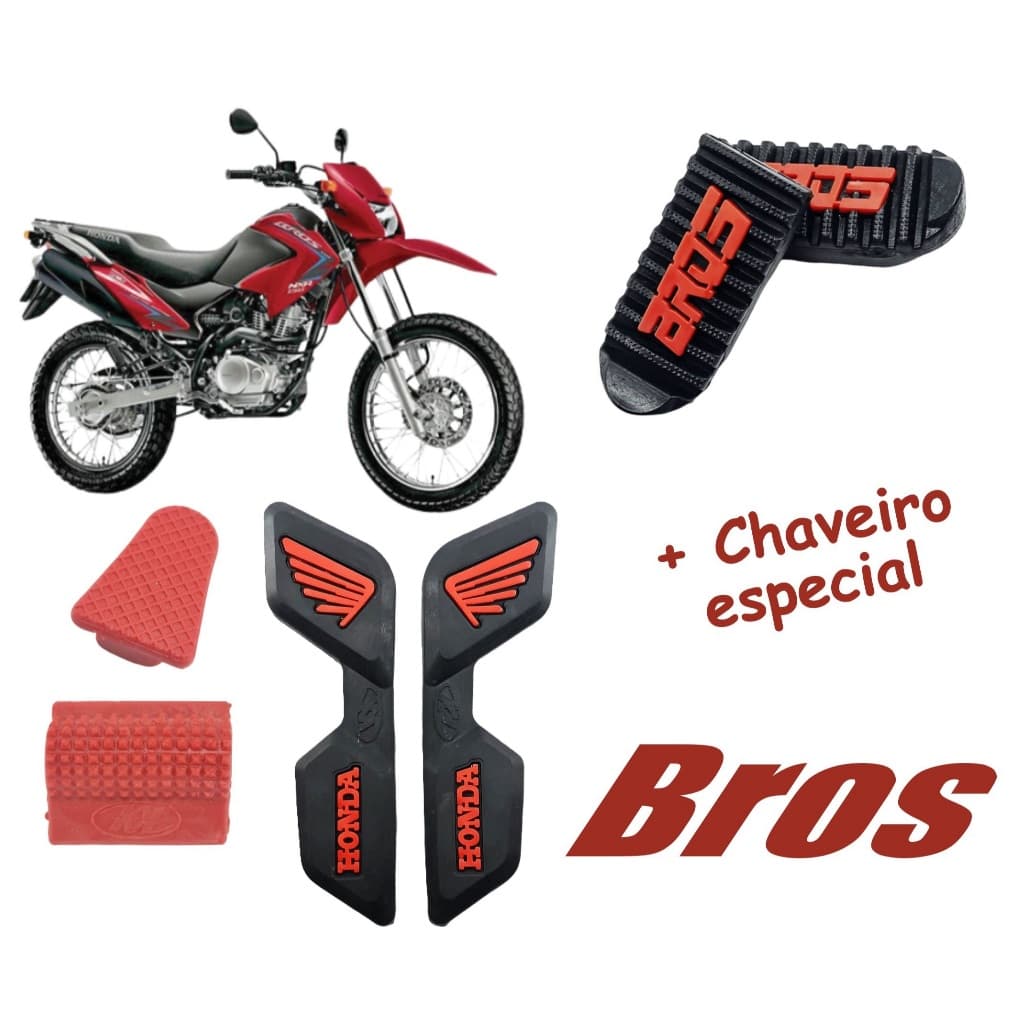 Kit borracha do estribo + protetor tenis +prot. pedal freio +bor bagageiro Bros 125 150 160
