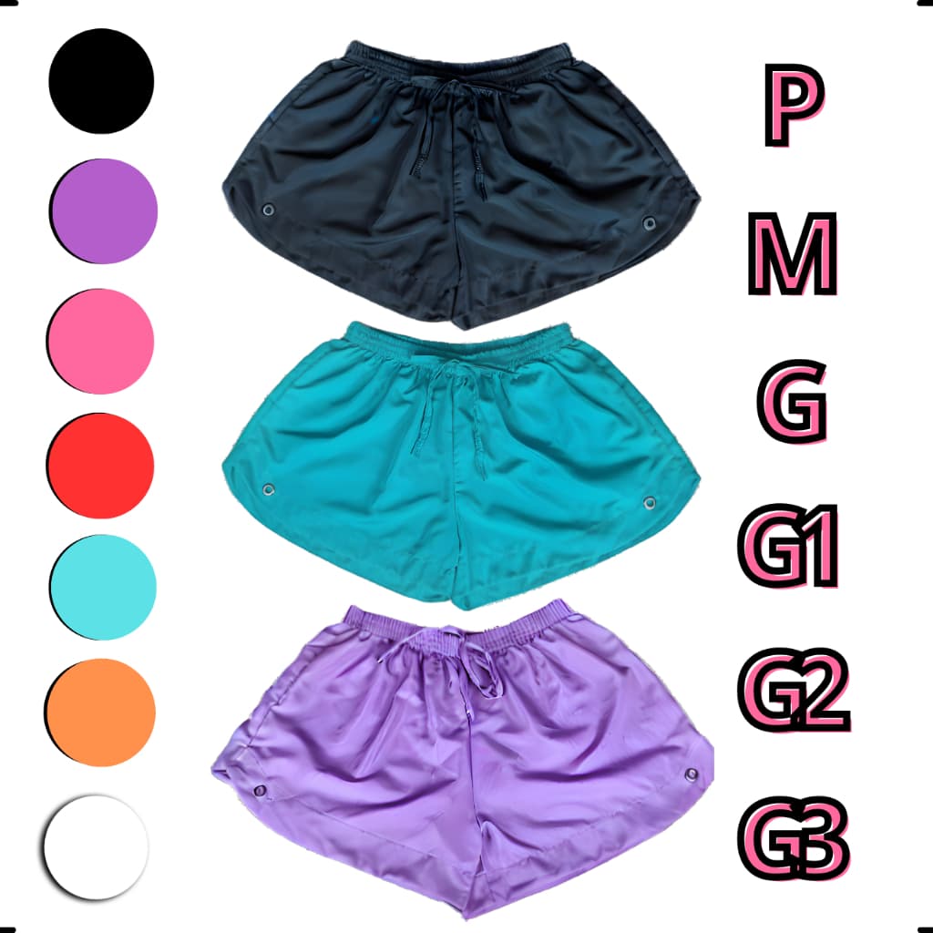 Kit 2 ou 3 Short Feminino Cores Sortidas Para Dia a Dia Academia Running