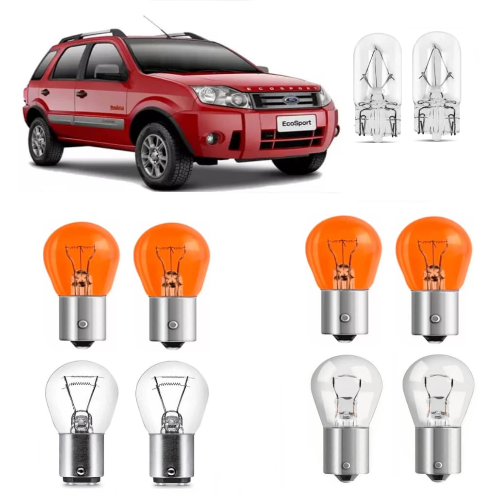 Kit 10 Lâmpadas Traseira Lanterna Seta Ré Freio Ford Ecosport 2004 a 2016