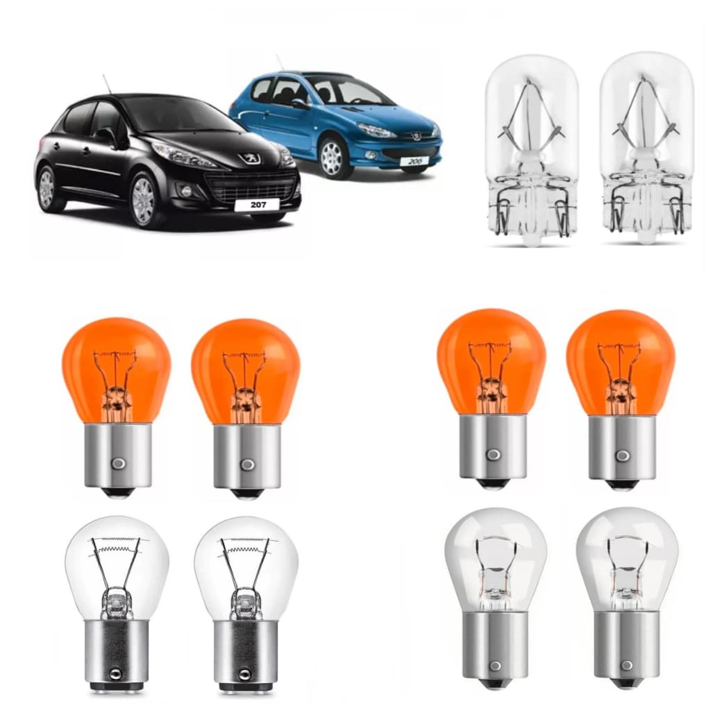 Kit 10 Lâmpada Lanterna Traseira Seta Ré Freio Peugeot 206 E 207