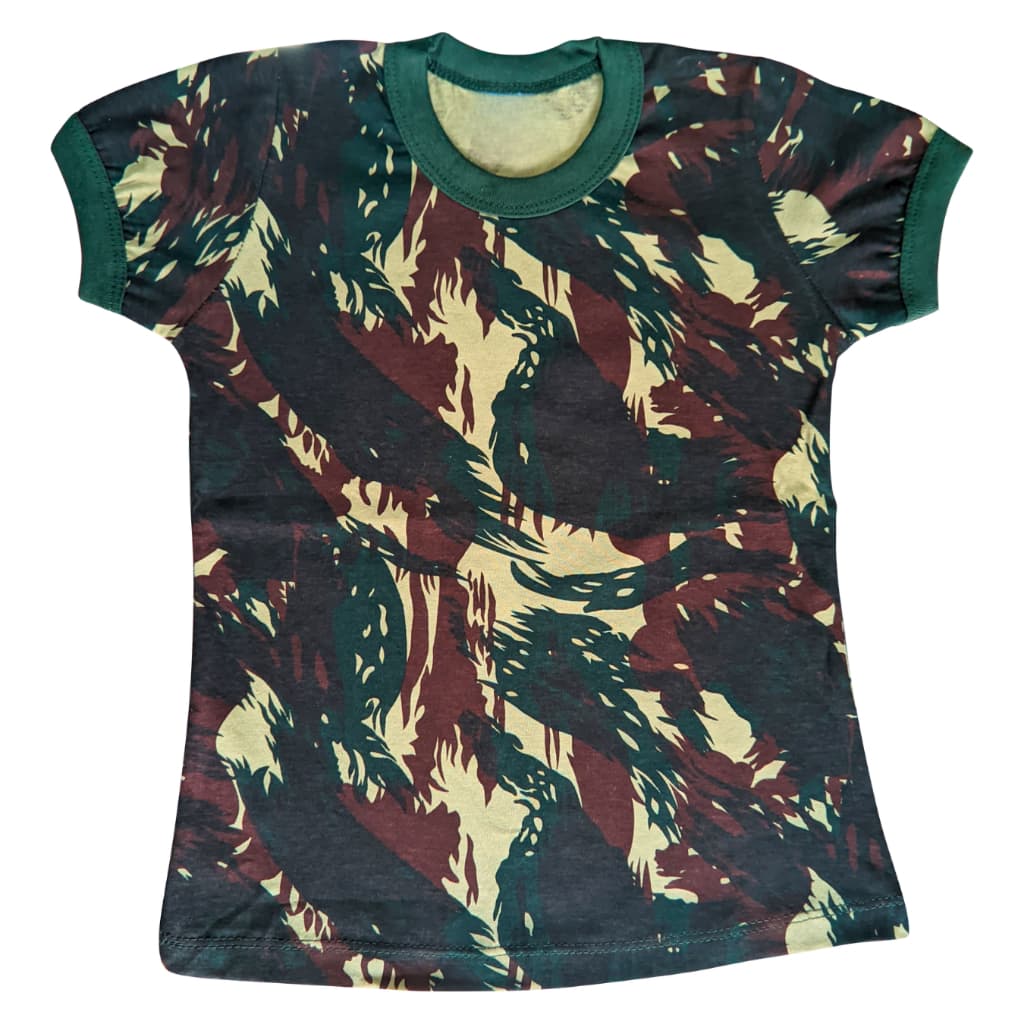 Camiseta Camuflada Baby Look Infantil - De 2 Até 14  Anos