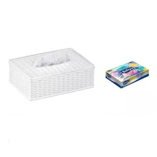 Porta Lenço De Papel - Plástico + 50 Lenços Soft