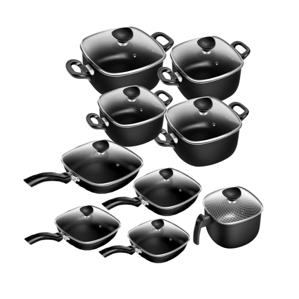 Kit Panelas 9 Peças Quadradas Patolux Antiaderente Preto