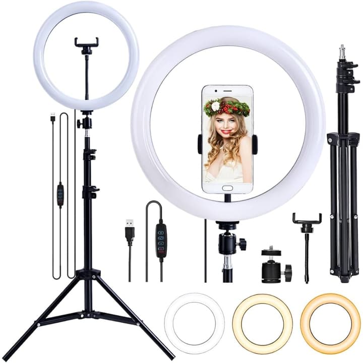 Ring Light Led Iluminador 26cm 10/12 Polegadas Para Fotos e Videos Compatível Para Tripé 210cm