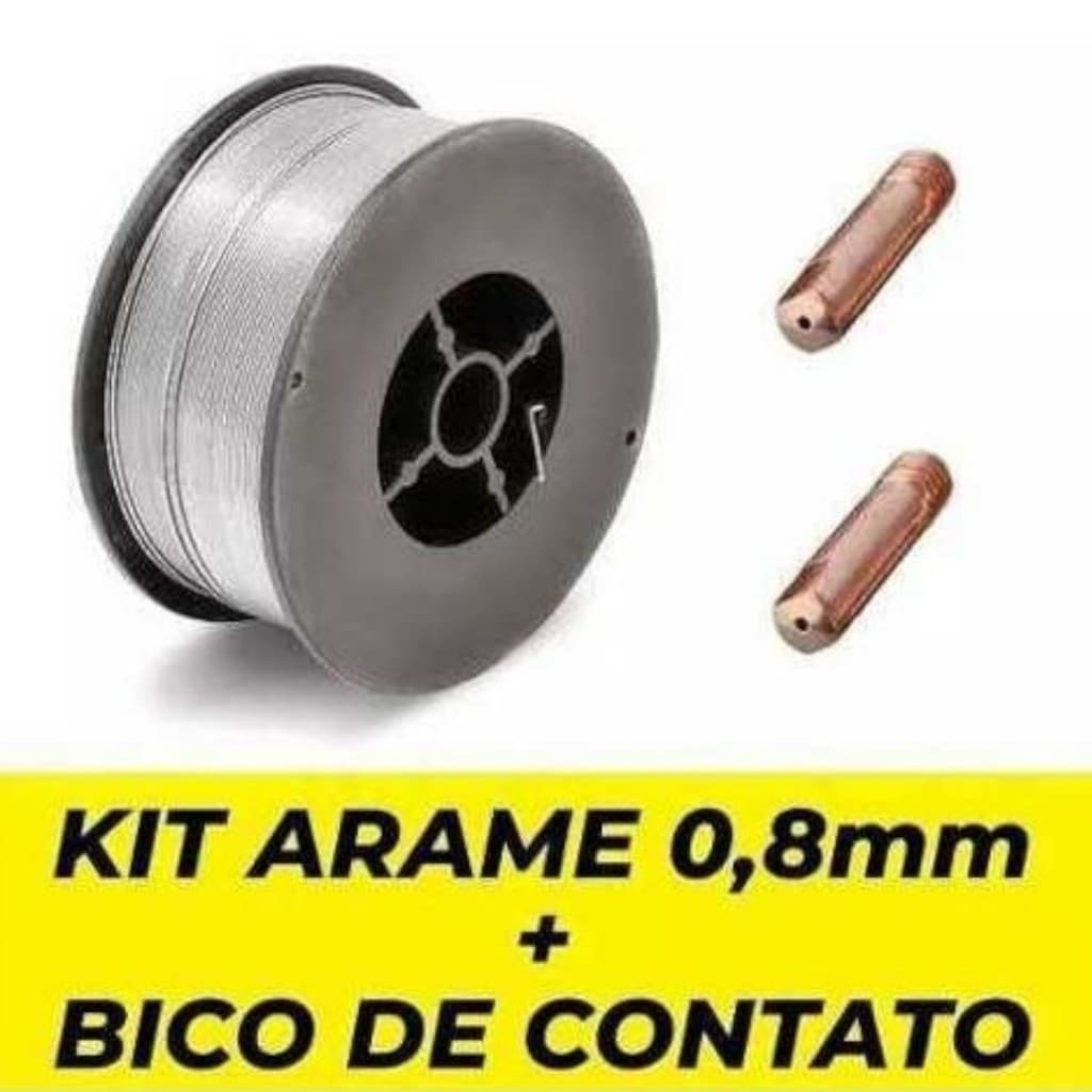 Arame Solda Mig 0,8mm Uso Sem Gás + 2 Bico De Contato 0,8mm