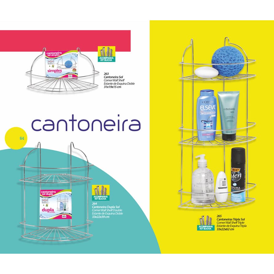 Suporte Cantoneira De Shampoo Organizador Prateleiras De Banheiro Canto Premium