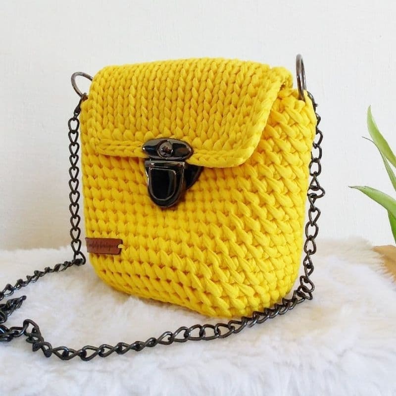 Bag luxo Bolsa de crochê Bolsa artesanal Bolsa feminina Artesanato Bolsa amarela