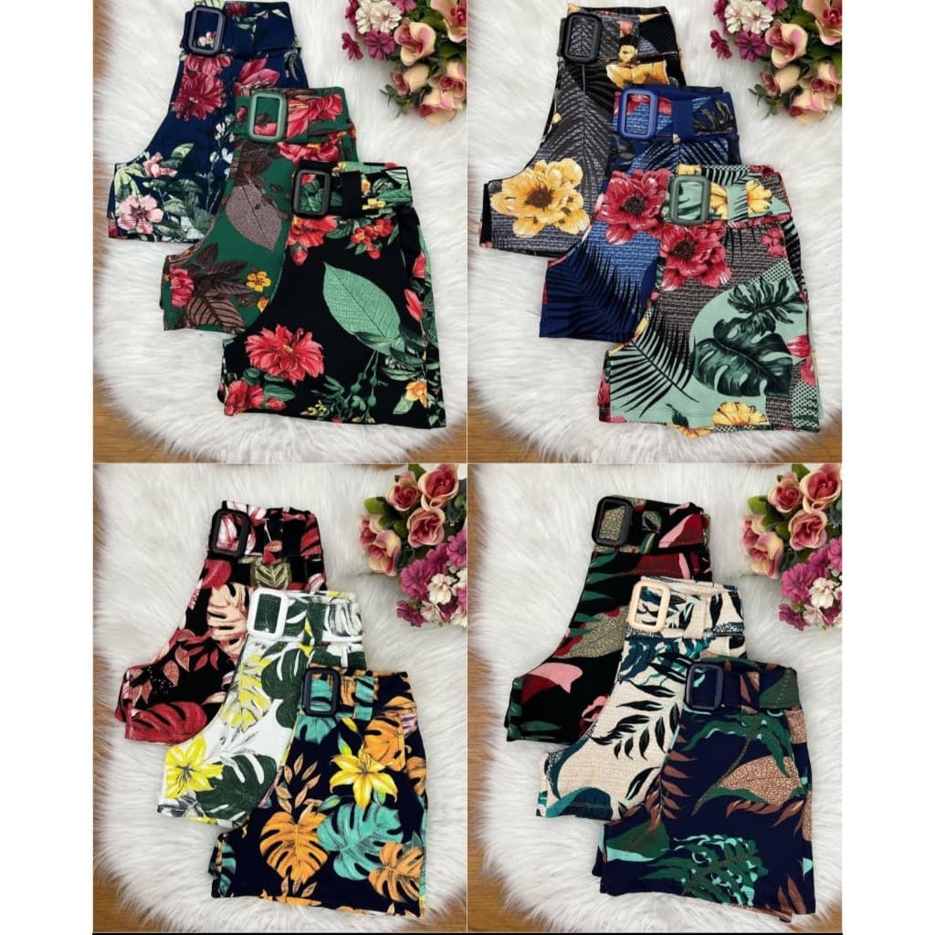 Kit com 10 Shorts Estampados P ao GG Plus Size Shorte Bermuda 10 Peças